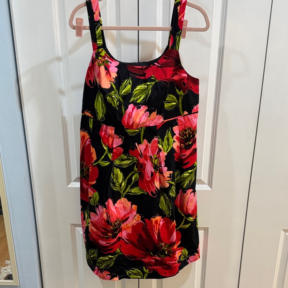 Lane Bryant Strappy Floral Midi Dress Size 16 Plus Size Black and Res